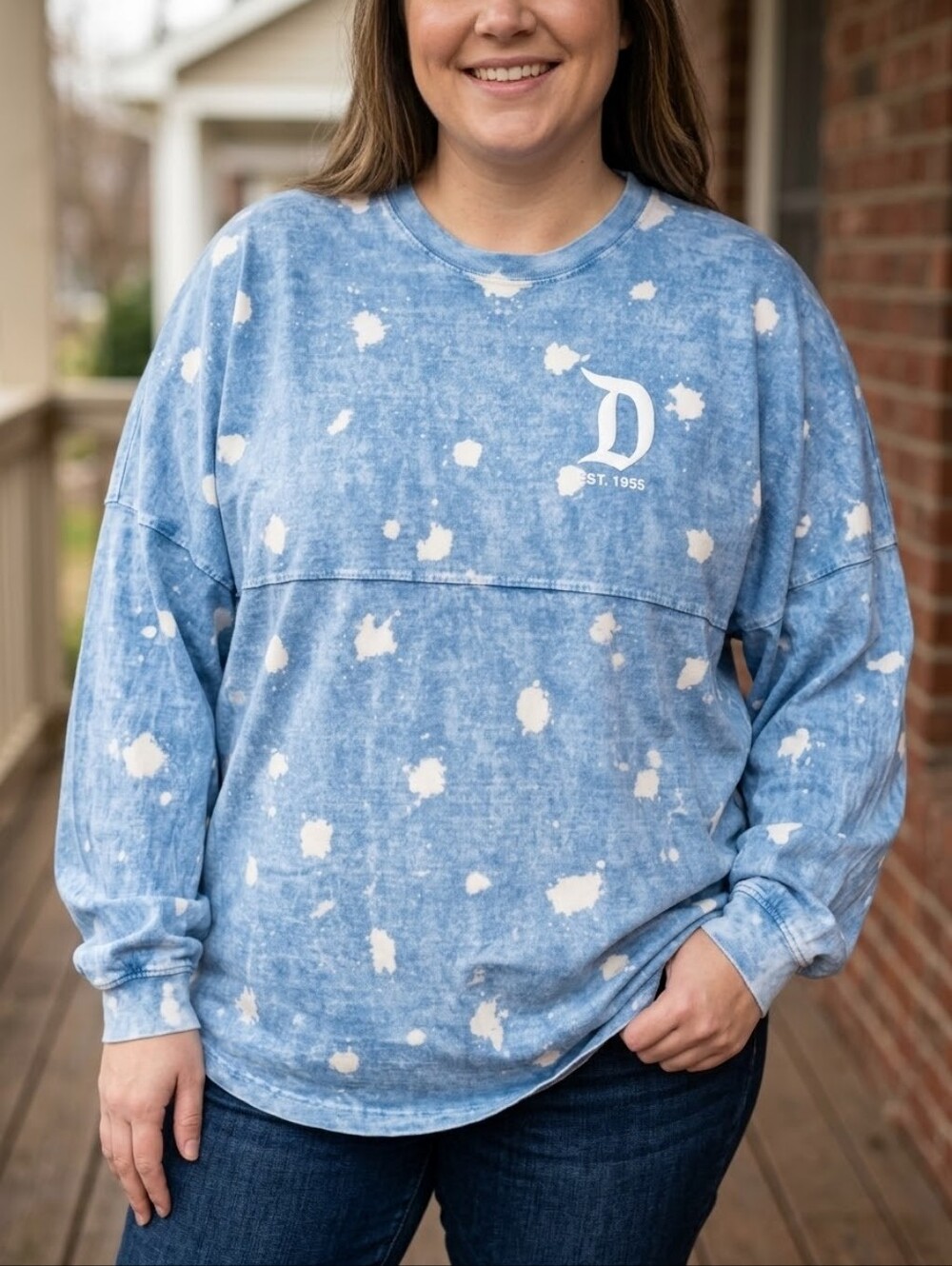 Disneyland Bleach Splatter Denim Spirit Jersey Blue Adult XXL EUC